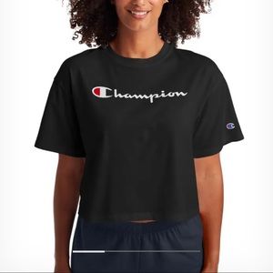 Black short sleeve champion crop top